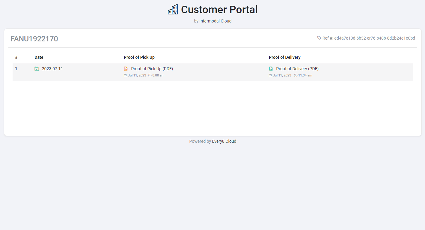 Customer Portal for Intermodal.Cloud Customer Portal for Intermodal.Cloud