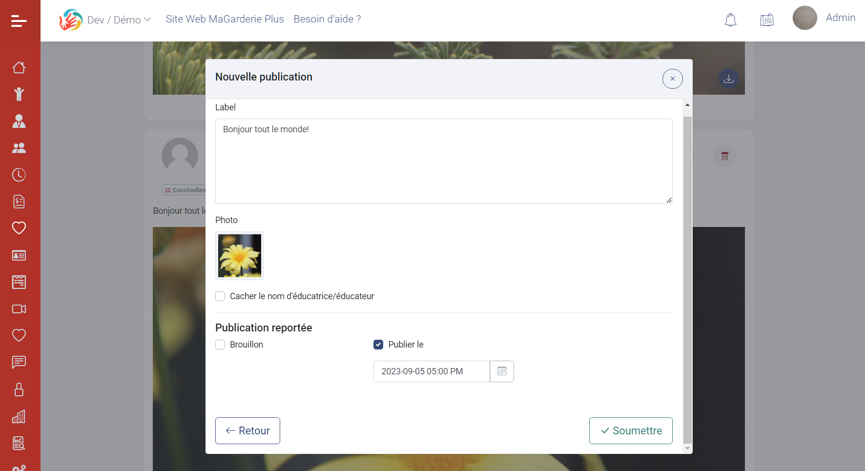 MaGarderie Plus: Parent Link — Postponed Publication