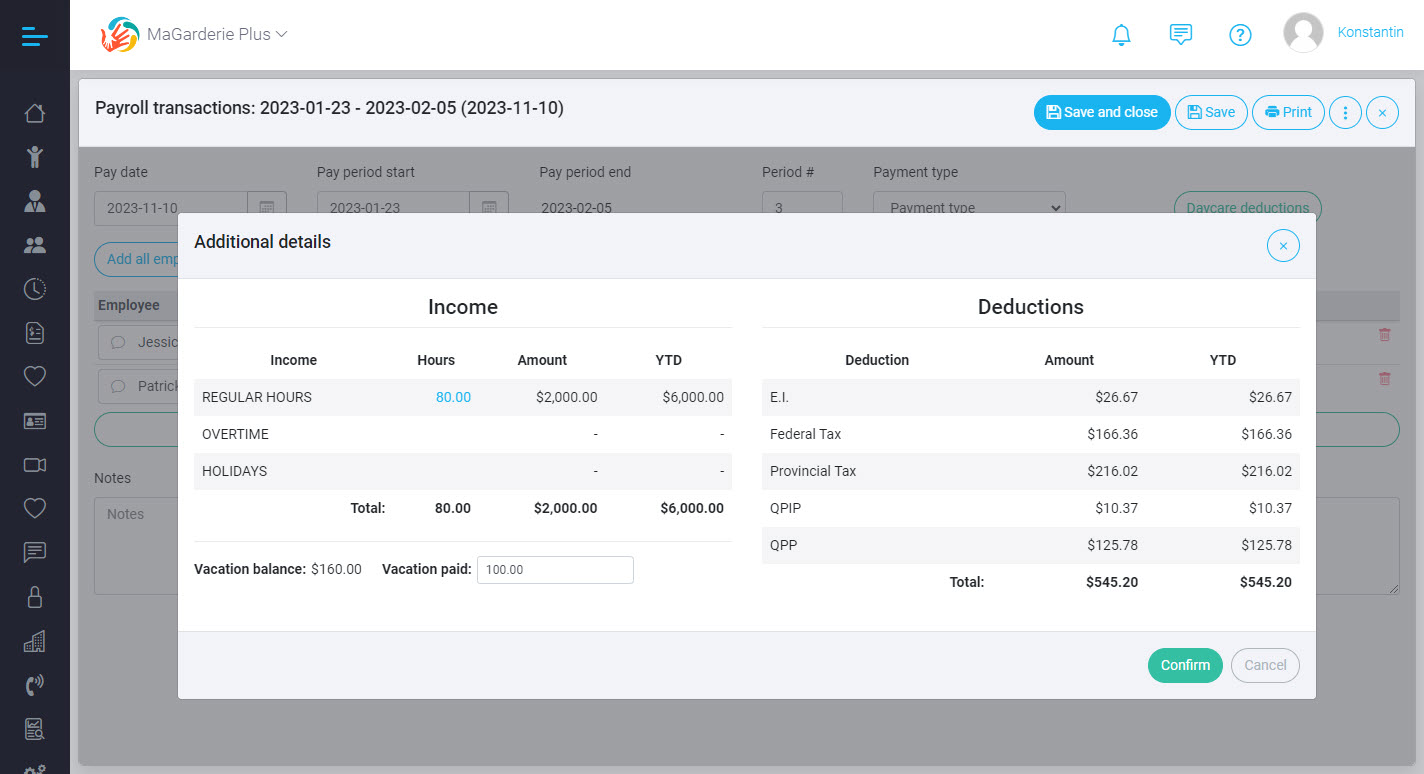 More useful features have been added to the payroll calculation module of the MaGarderie Plus application. More useful features have been added to the payroll calculation module of the MaGarderie Plus application.